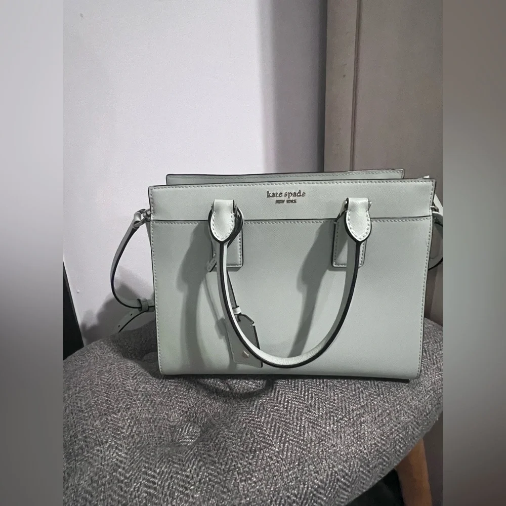 kate spade pastel mint green leather satchel - Picture 4 of 6